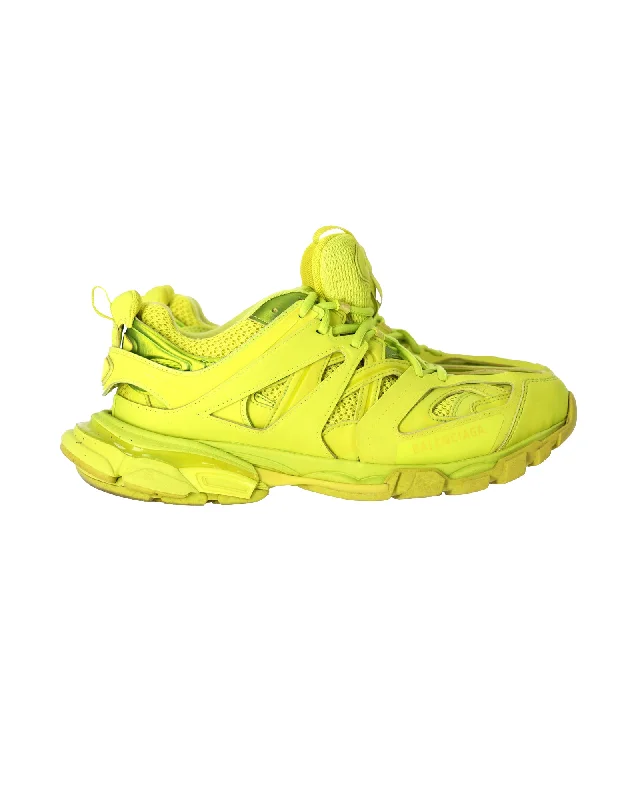 Balenciaga Neon Track Sneakers in Lime Green Leather and Mesh