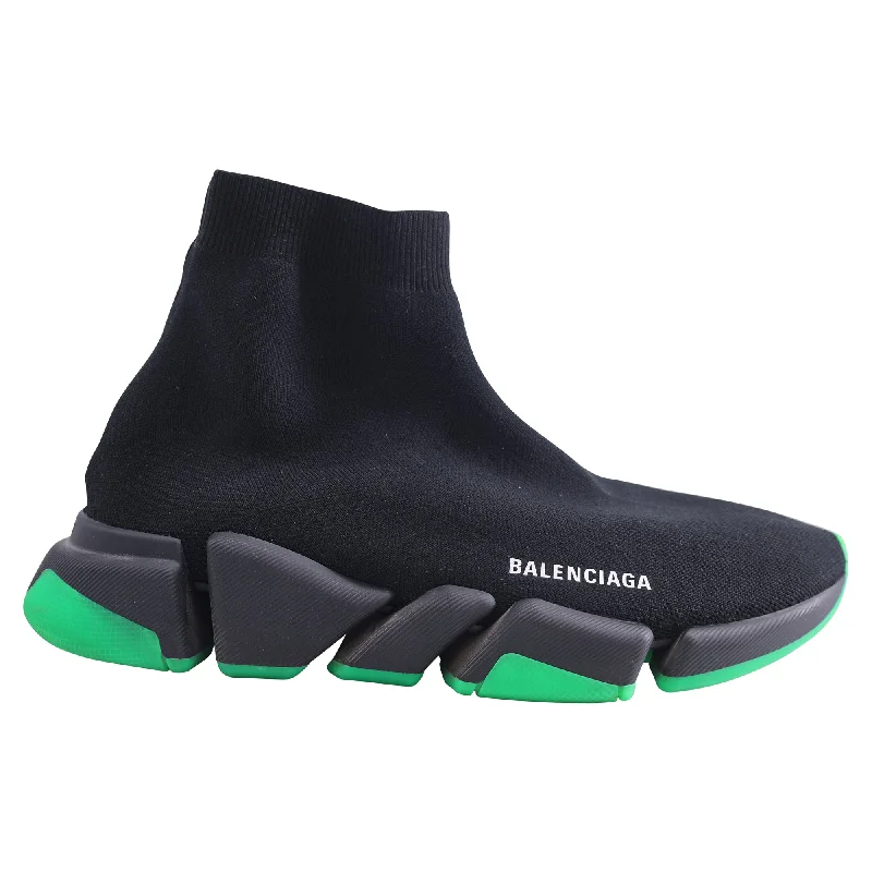 Balenciaga Speed 2.0 Clear Sole Sneakers in Black Polyester