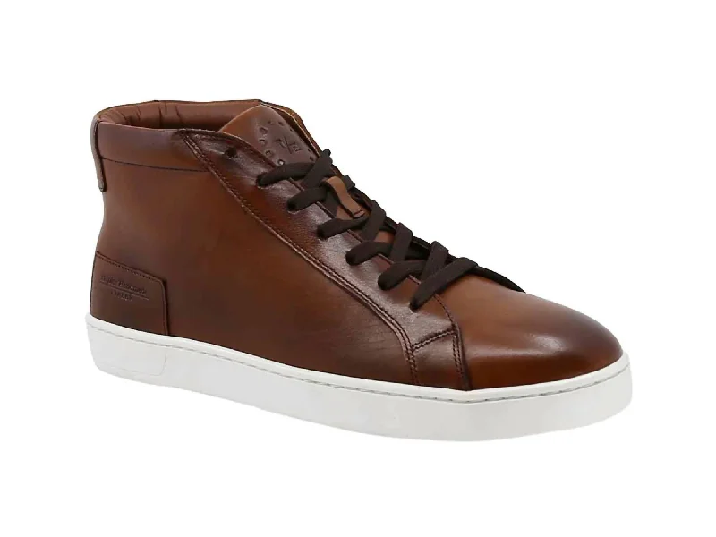 High Top Leather Urban Sneakers In Brown