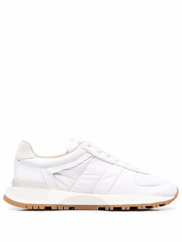 Maison Margiela White Leather And Canvas Retro Sneakers