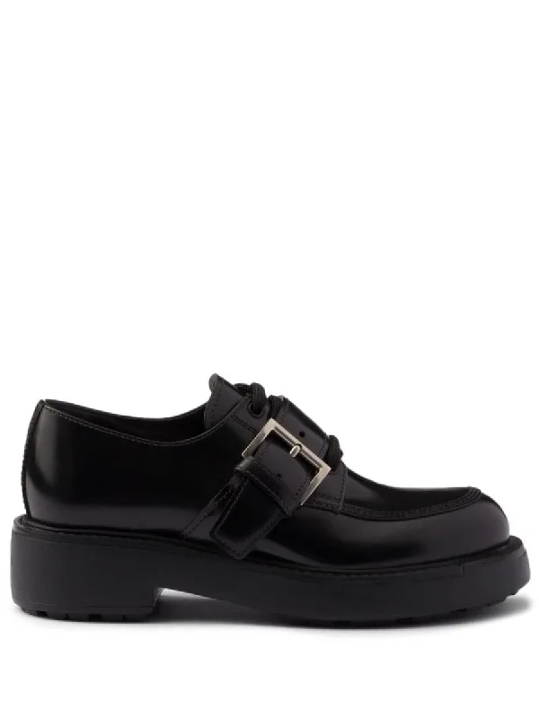 Prada Brushed Leather Lace-Up Shoes