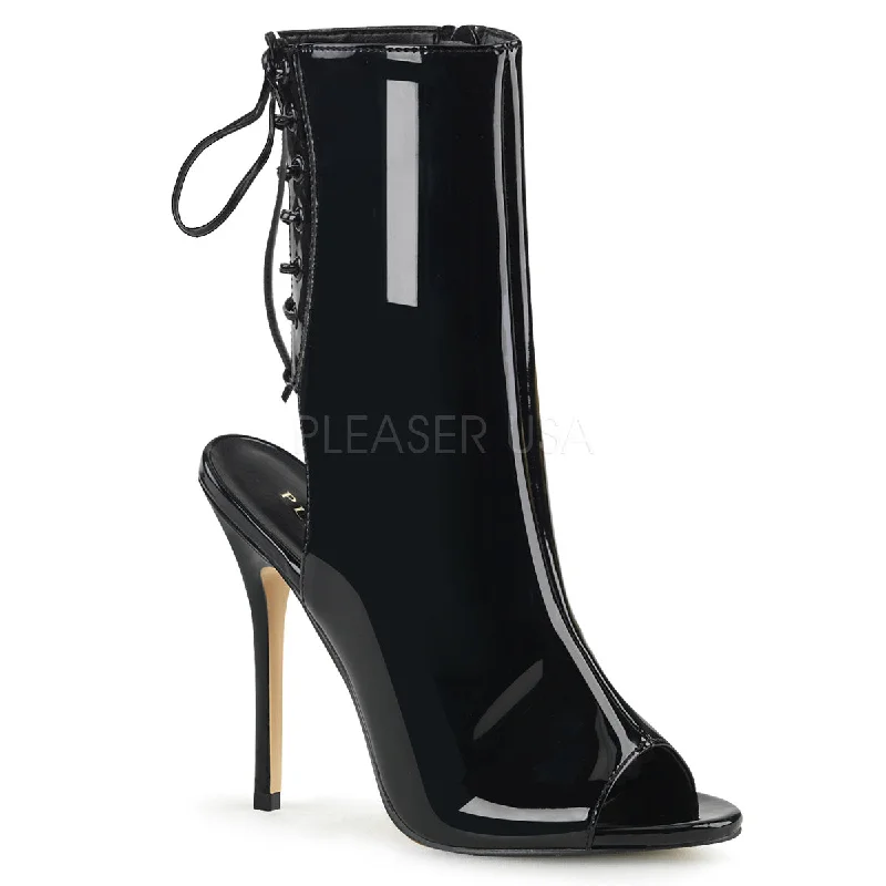 Open Toe Black PA Ankle Boots