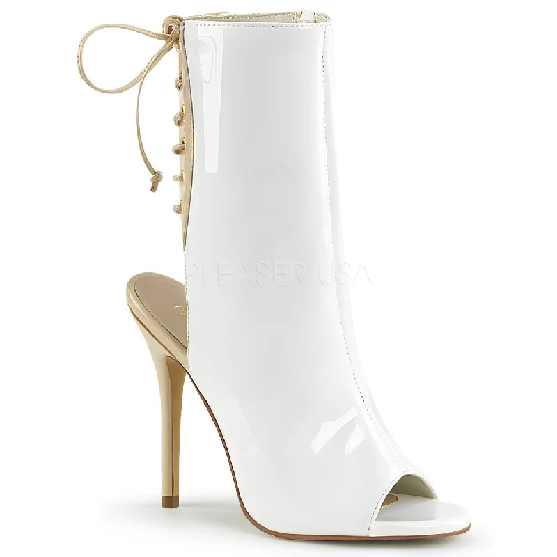 Open Toe White Ankle Boots