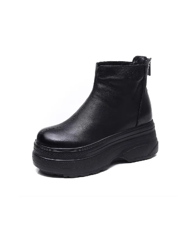 Autumn Back Zipper Retro Platform Boots