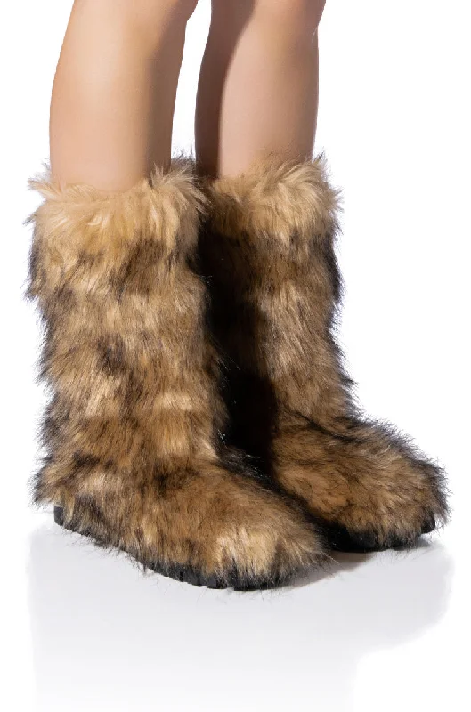 AZALEA WANG ASPEN FURRY BROWN MULTI BOOTIE