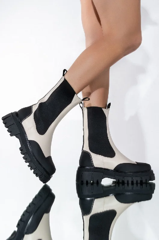 AZALEA WANG CRAZY LIKE ME FLATFORM BOOTIE IN BONE