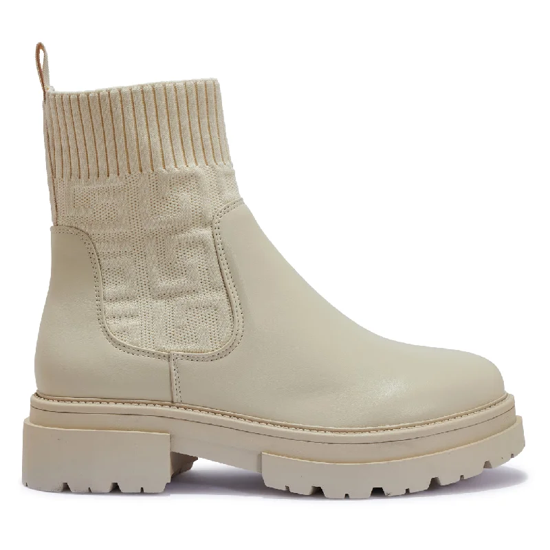 CHANTE CREAM KNIT BIKER BOOTS