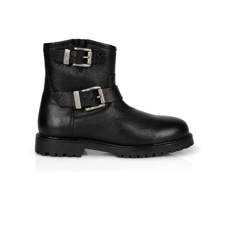 Gigi: Black Leather Biker Boots