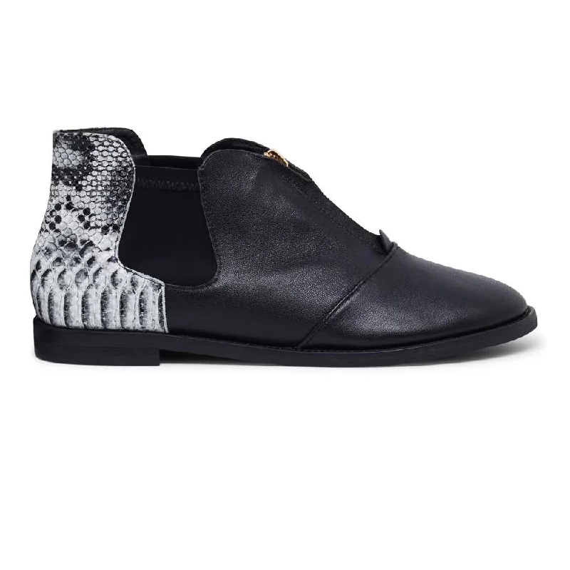 Hampstead - Black and Grey Snakeprint Leather Boots