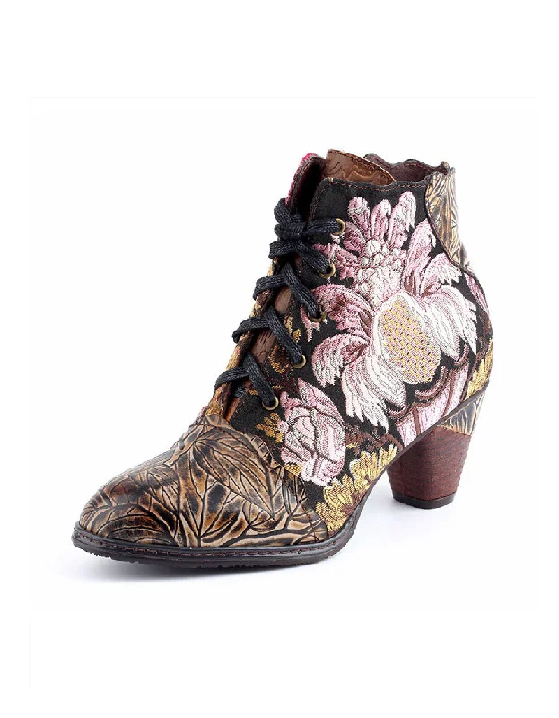 Handmade Lace-up Vintage Embroidery Chunky Boots (36-42)