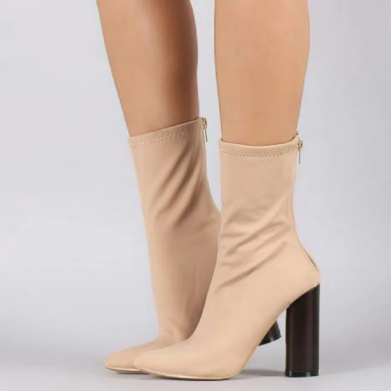 Jayla Natural Faux Suede Bootie In Brown Heel