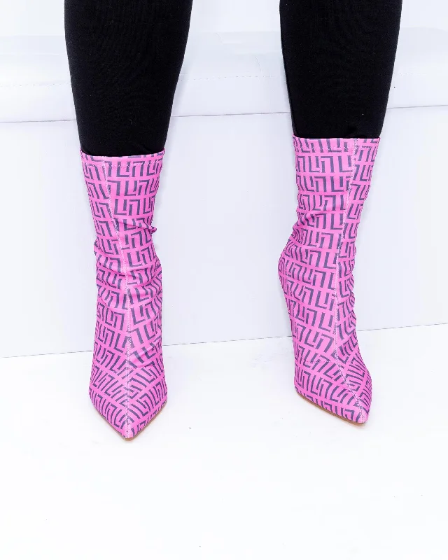 PINK ABSTRACT SOCK BOOT