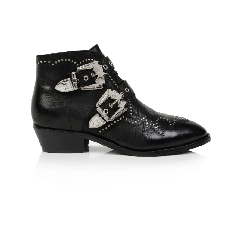 Starlight: Black Leather Ankle Boots