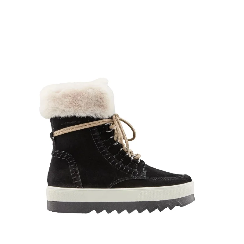 Women's Vanetta Suede Waterproof Winter Boot In Black/cream