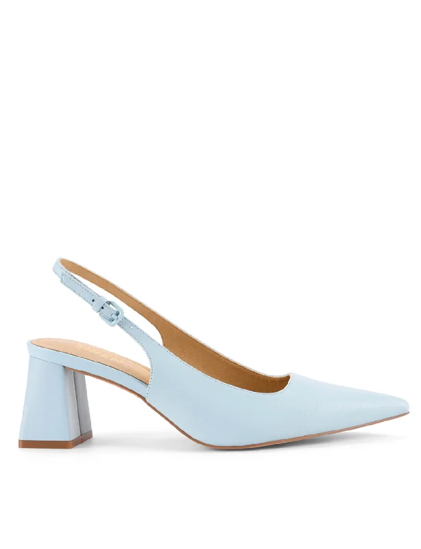 Yarra Pointed Toe Slingbacks - Pale Blue Leather