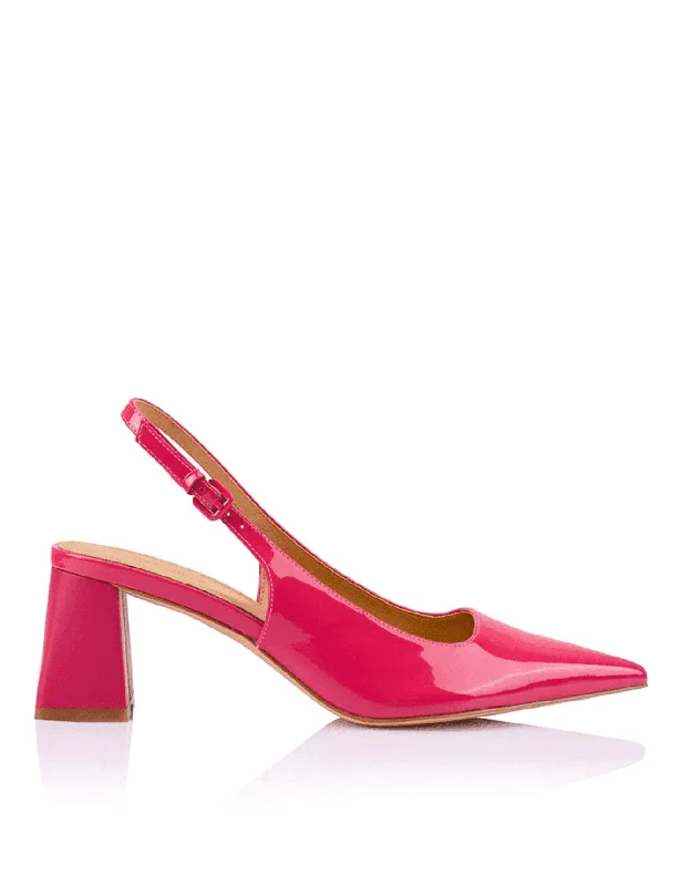 Yarra Pointed Toe Slingbacks - Raspberry Patent Leather