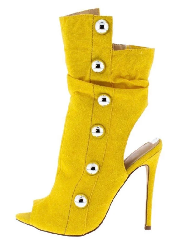 Sydney Peep Toe Cutout Heel in Yellow