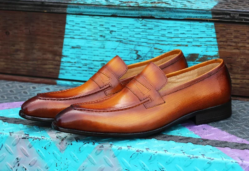 Calfskin Slip-On Penny Loafer Cognac