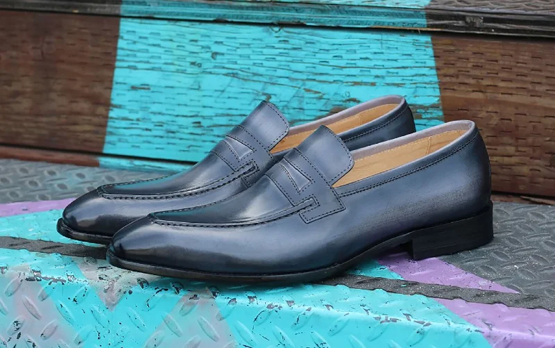 Calfskin Slip-On Penny Loafer Grey