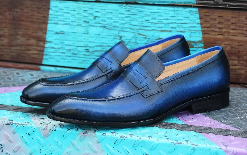 Calfskin Slip-On Penny Loafer Navy