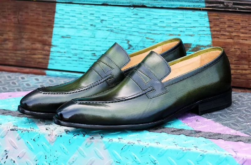 Calfskin Slip-On Penny Loafer Olive