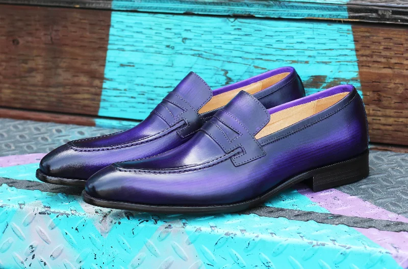 Calfskin Slip-On Penny Loafer Purple