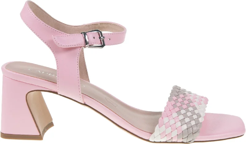 Caprice Rose Pink/ white grey block heel sandal.