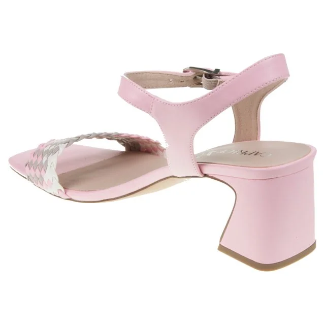 Caprice Rose Pink/ white grey block heel sandal.