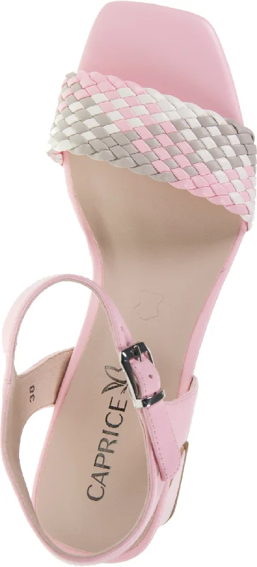 Caprice Rose Pink/ white grey block heel sandal.