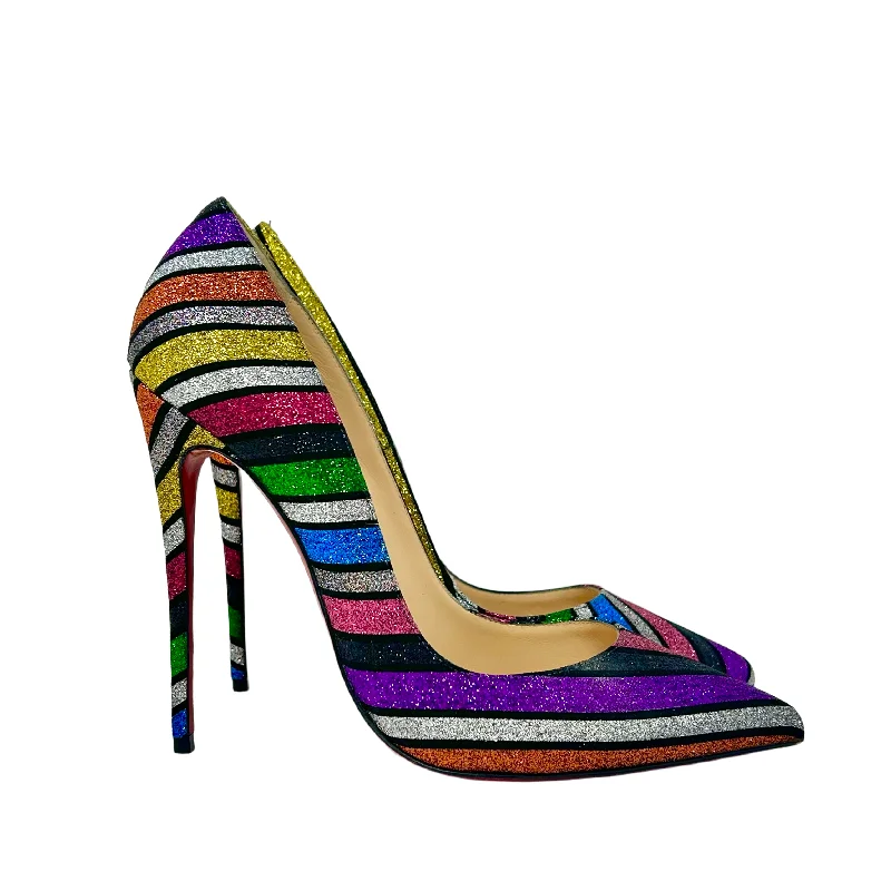 Christian Louboutin So Kate 120 Multicolored Stripy Glitter Rainbow Pumps 39 UK 6