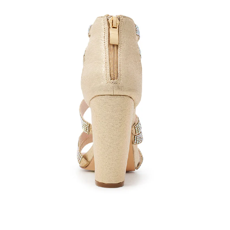 De Blossom Champagne Crystal Mid Block Heel