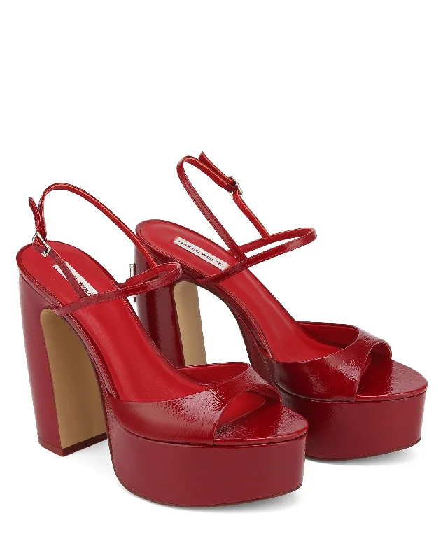 Fire Crinkle Patent Leather Red