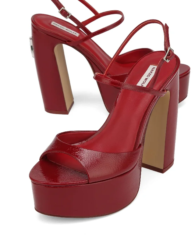 Fire Crinkle Patent Leather Red