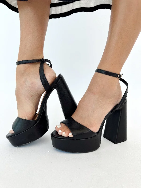 Black Open Toe Platform Heel