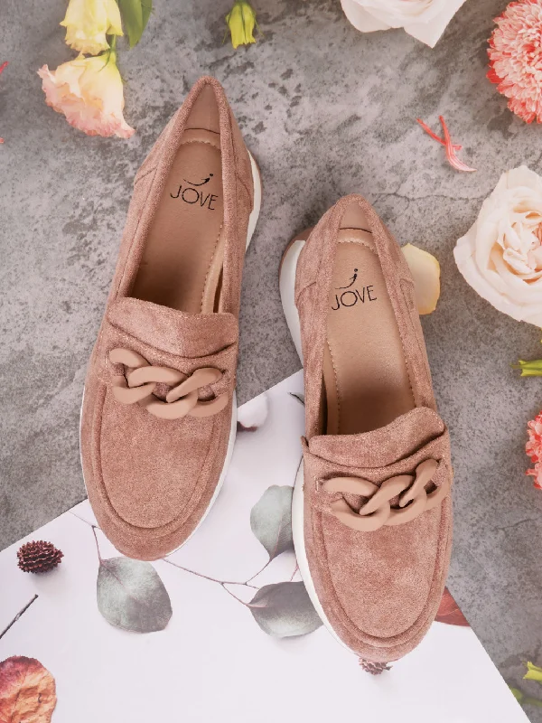 Women Nude Solid Loafers