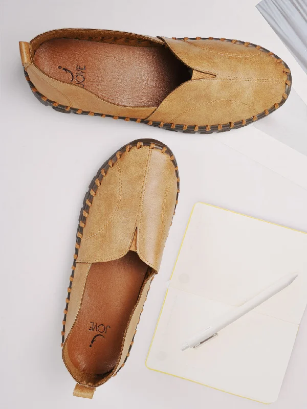 Women Camel Brown Solid Loafers