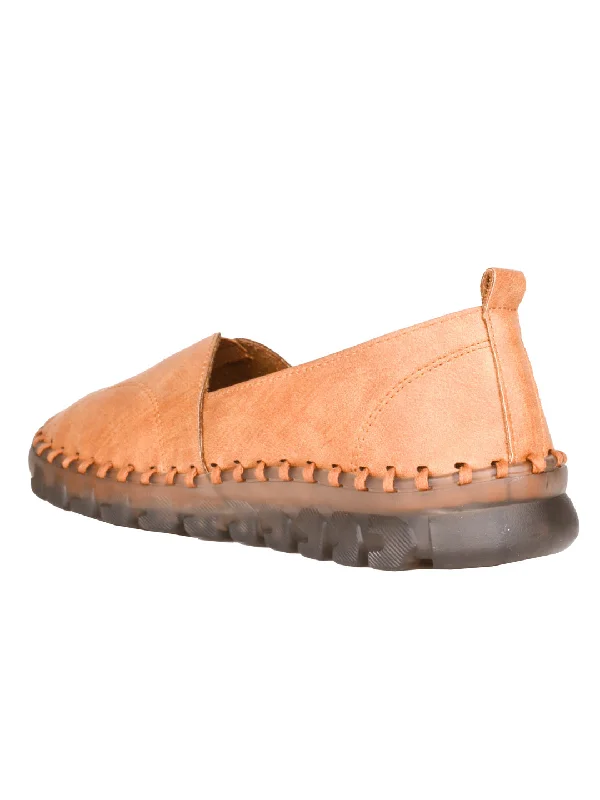 Women Camel Brown Solid Loafers