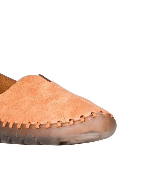 Women Camel Brown Solid Loafers