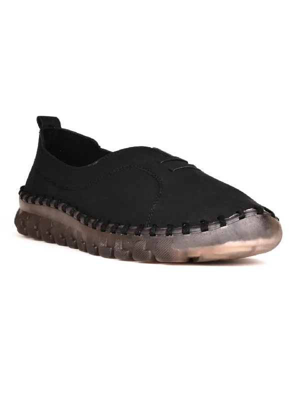 Women Black Solid Loafers