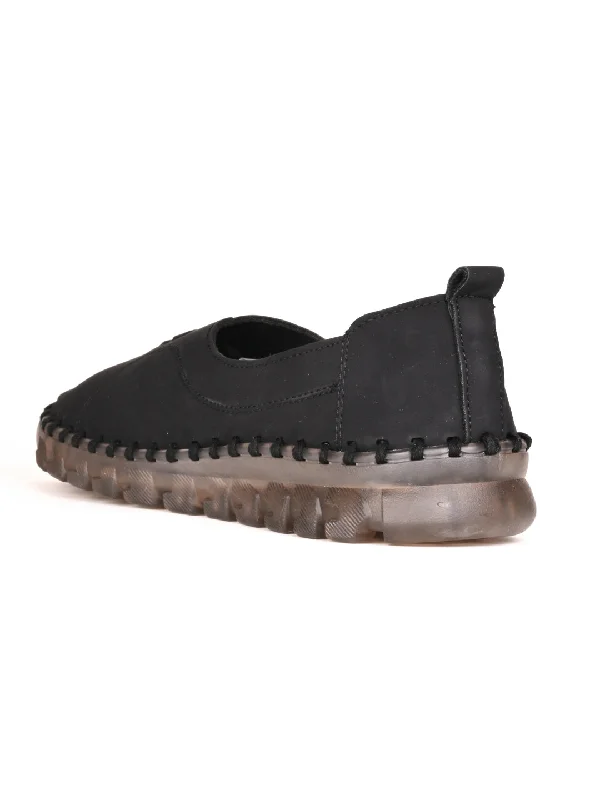 Women Black Solid Loafers