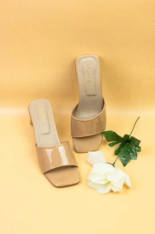 Spunkz Nude Women's Block Heel Sandals