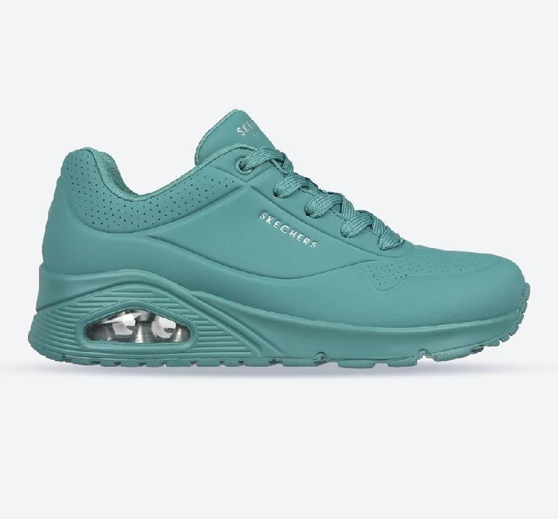 Women's Wide Fit Skechers 73690 Uno Stand On Air Sports Trainers - Teal