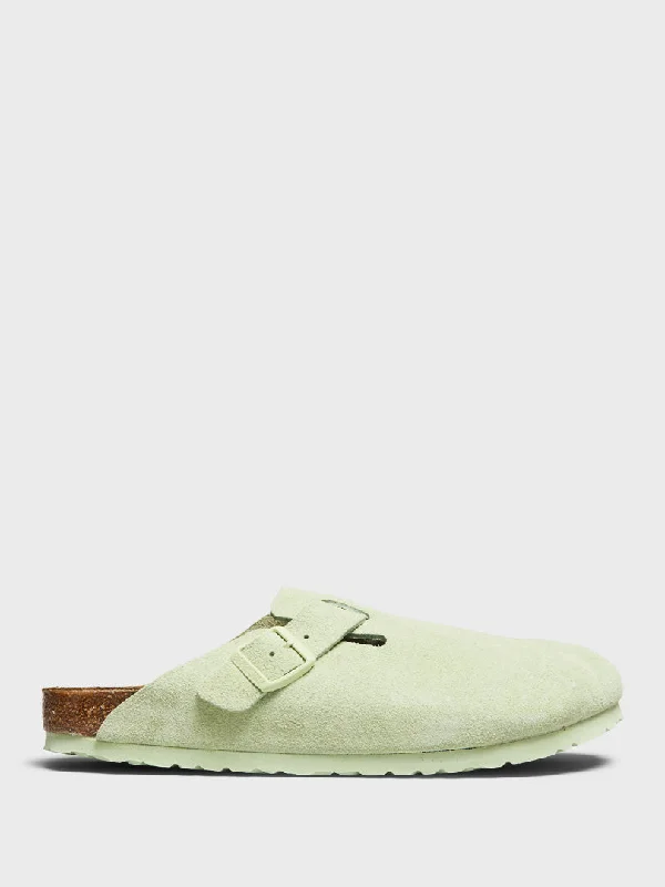 Boston Suede Sandals in Faded Lime