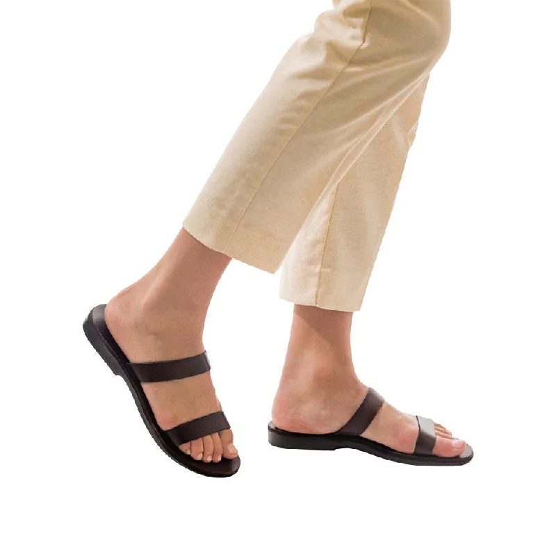 Ada - Leather Double Strap Sandal | Brown