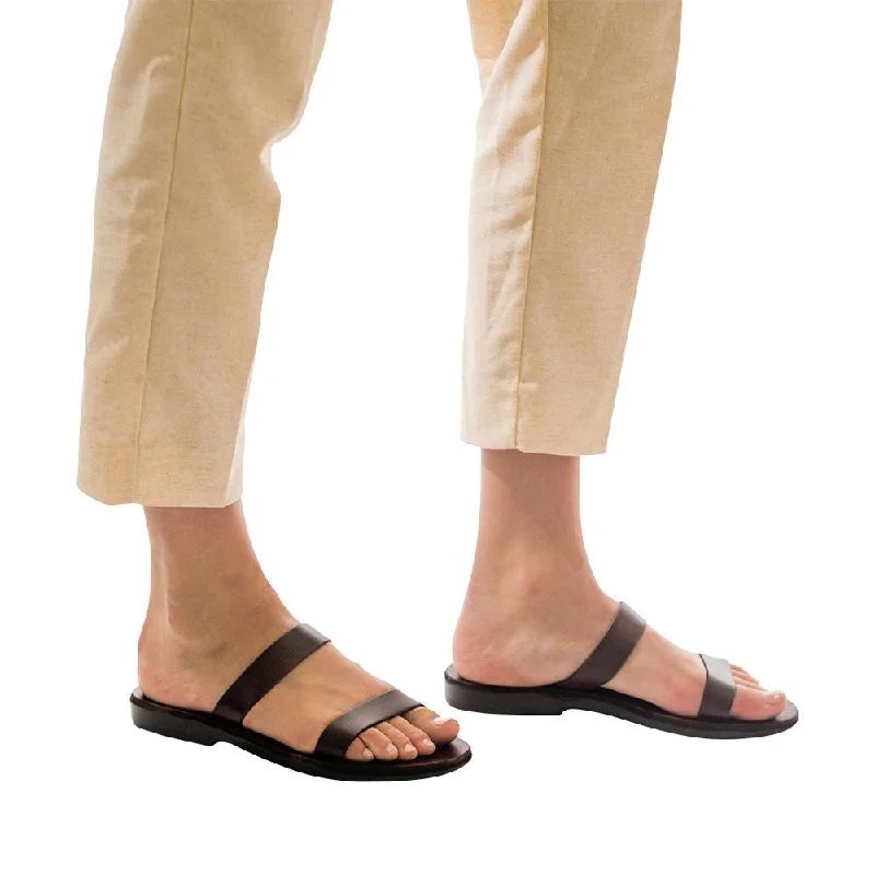 Ada - Leather Double Strap Sandal | Brown