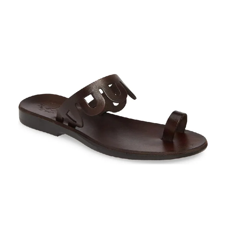 Aja - Leather Flat Sandal | Brown