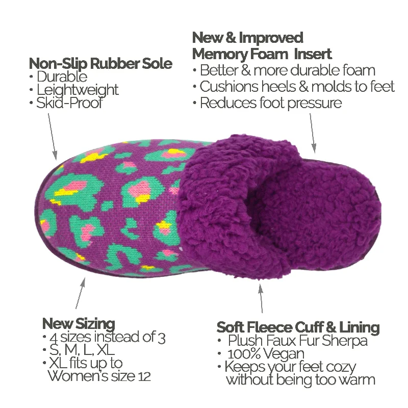 Bright Slide Slippers - Purple Leopard