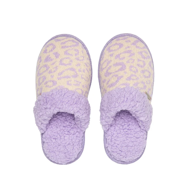 Cheetah Lavender - Pastel Sherpa Slippers