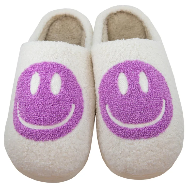 Orchid Happy Face Sherpa Slippers