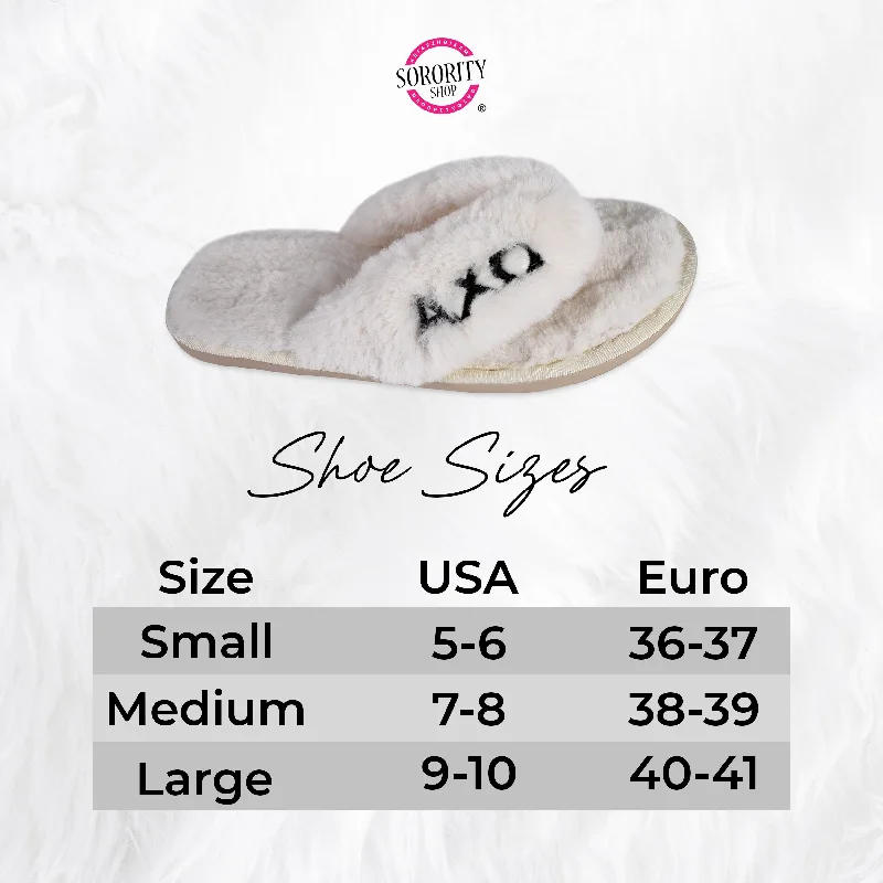 Sigma Kappa - Furry Slippers Women - With SK Embroidery Logo